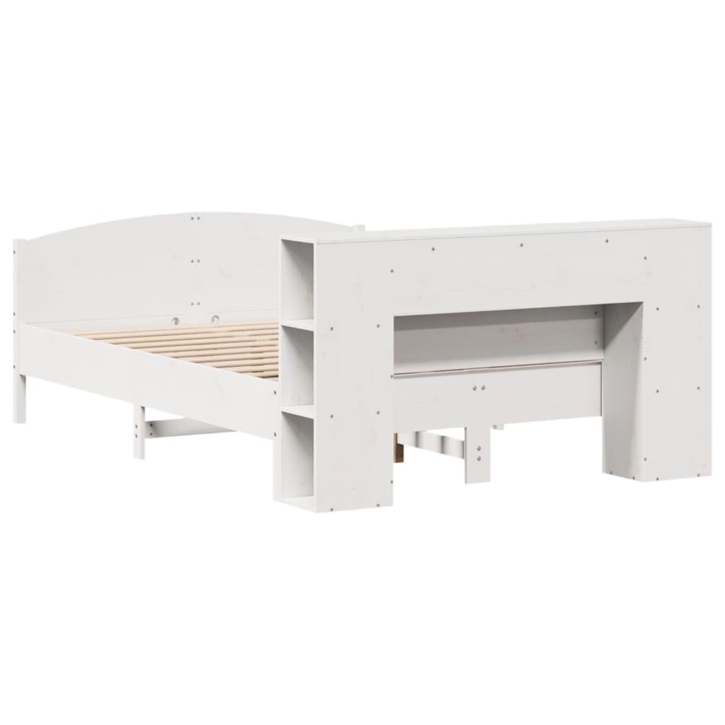 Bed met boekenkast zonder matras grenenhout wit 120x190 cm is nu te koop bij PeponiXL, paradijselijk wonen!