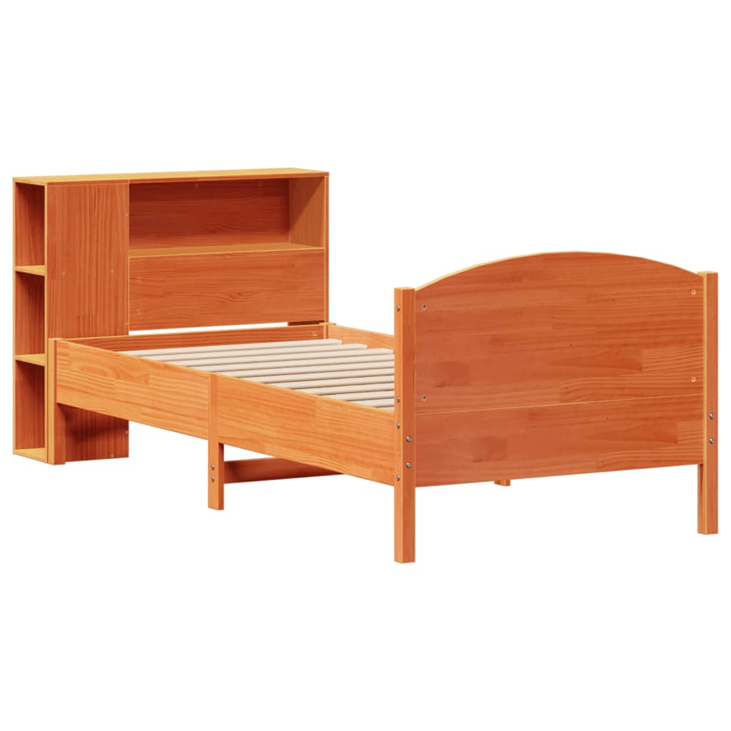 Bed met boekenkast zonder matras grenenhout wasbruin 100x200 cm is nu te koop bij PeponiXL, paradijselijk wonen!