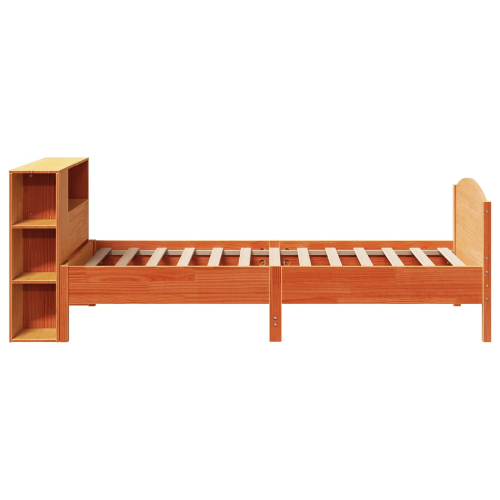 Bed met boekenkast zonder matras grenenhout wasbruin 100x200 cm is nu te koop bij PeponiXL, paradijselijk wonen!