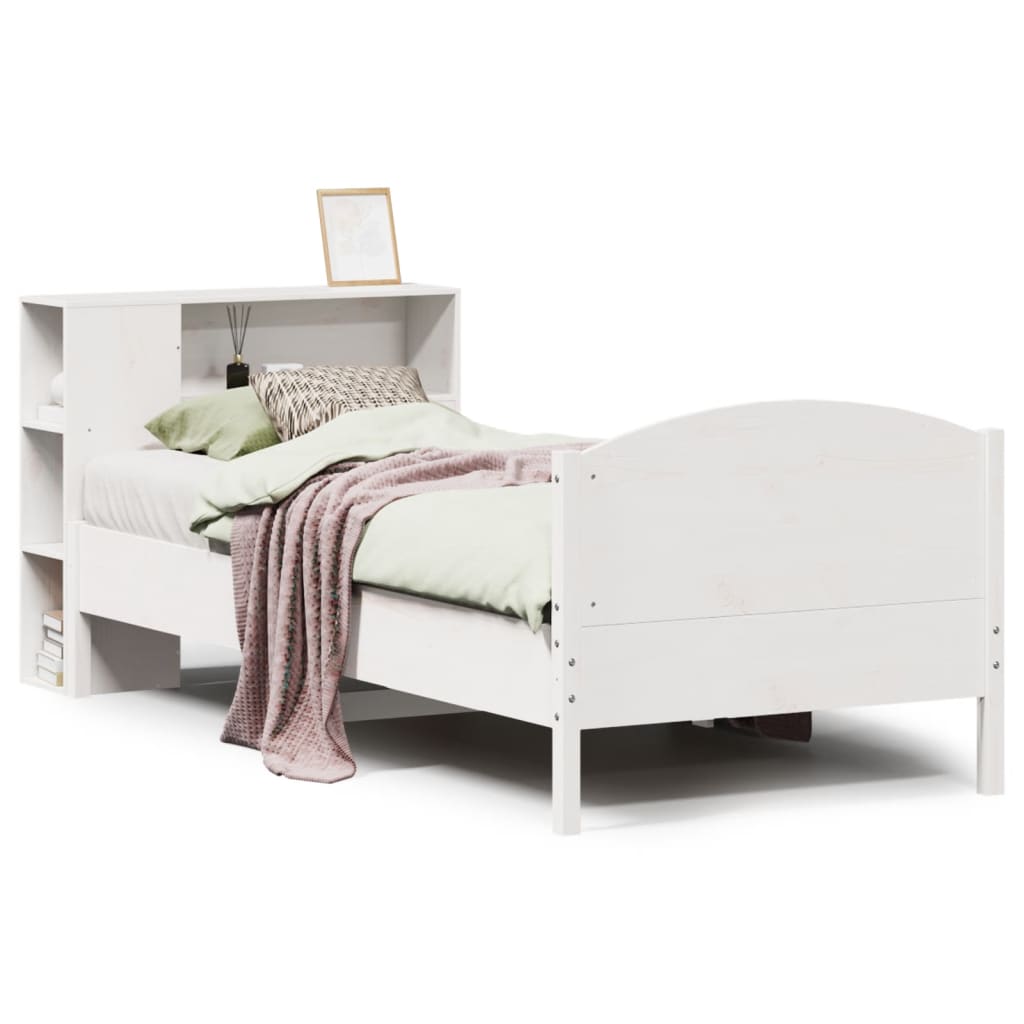 Bed met boekenkast zonder matras grenenhout wit 75x190 cm is nu te koop bij PeponiXL, paradijselijk wonen!
