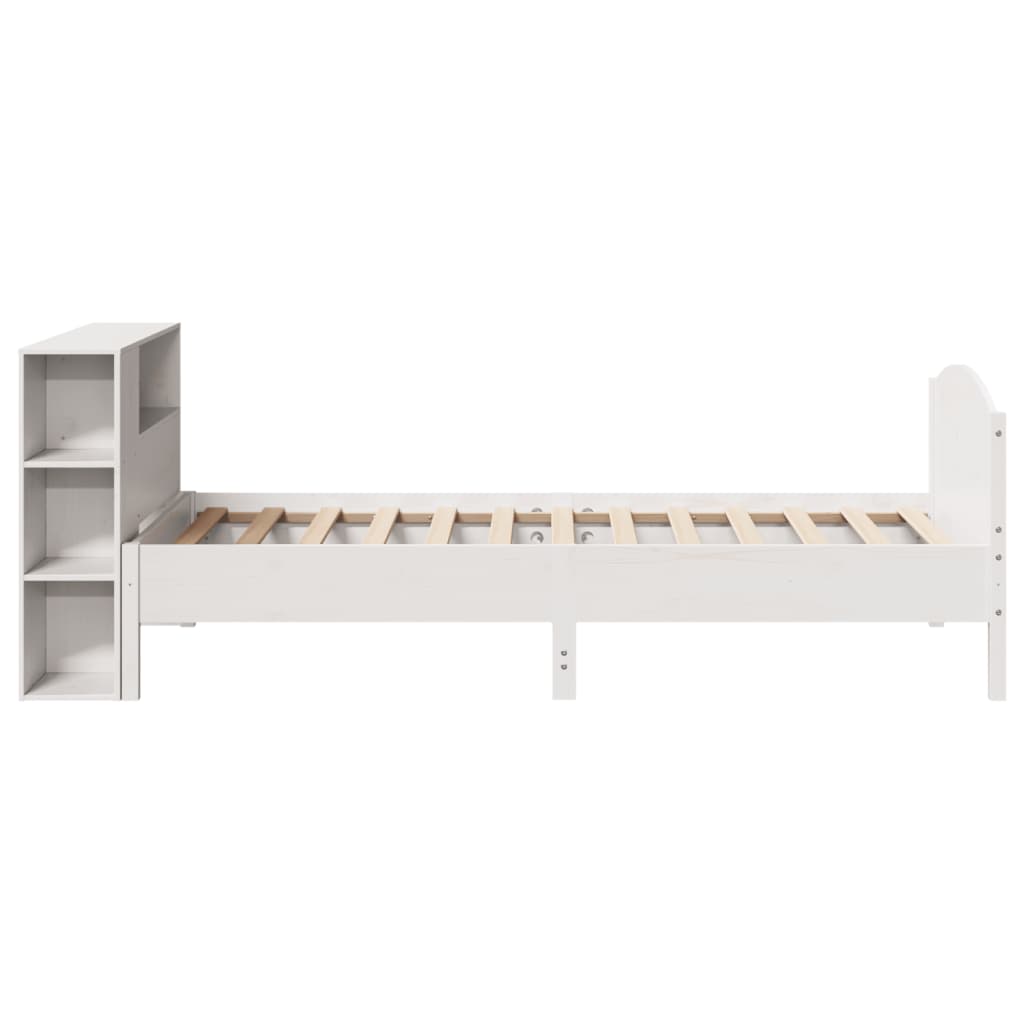 Bed met boekenkast zonder matras grenenhout wit 75x190 cm is nu te koop bij PeponiXL, paradijselijk wonen!