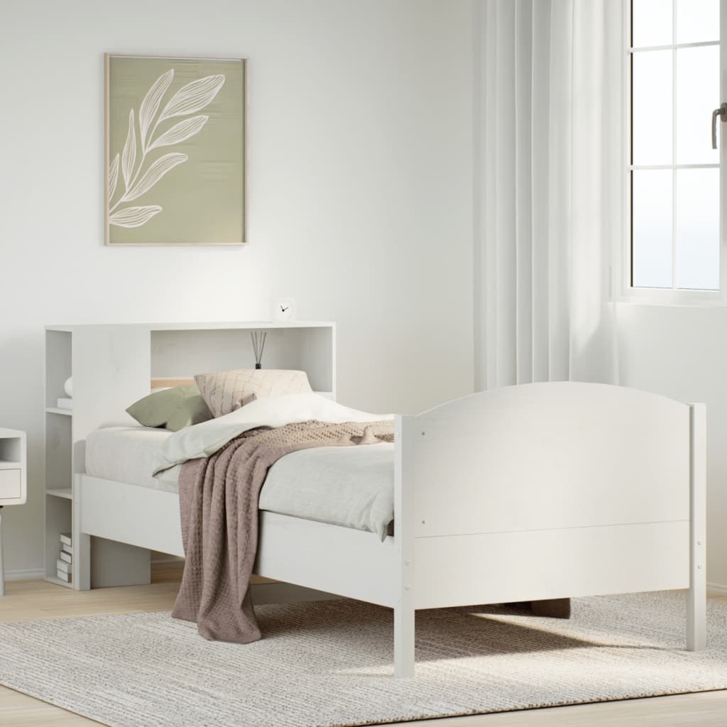 Bed met boekenkast zonder matras grenenhout wit 75x190 cm is nu te koop bij PeponiXL, paradijselijk wonen!