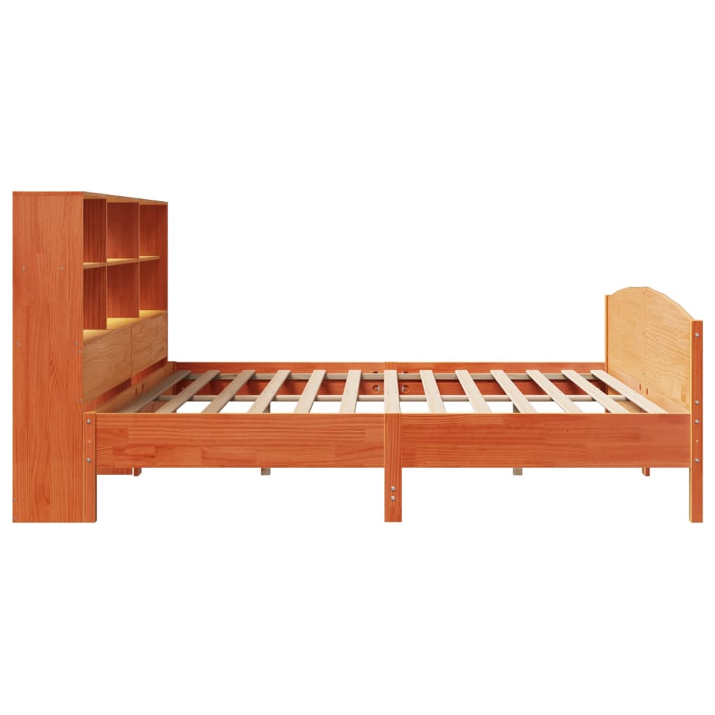 Bed met boekenkast zonder matras grenenhout wasbruin 180x200 cm is nu te koop bij PeponiXL, paradijselijk wonen!