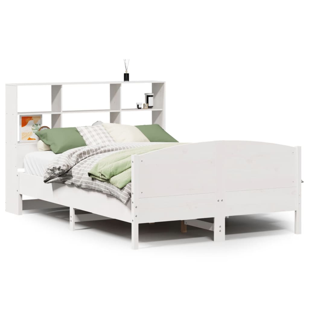 Bed met boekenkast zonder matras grenenhout wit 160x200 cm is nu te koop bij PeponiXL, paradijselijk wonen!