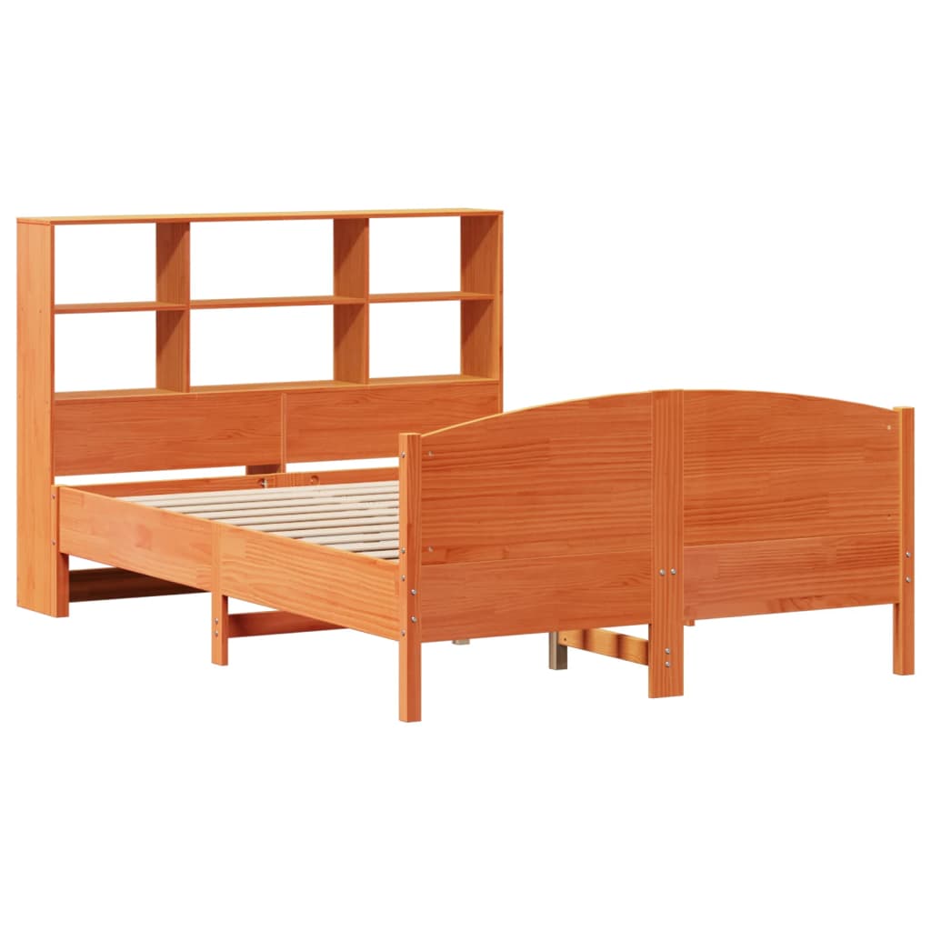 Bed met boekenkast zonder matras grenenhout wasbruin 150x200 cm is nu te koop bij PeponiXL, paradijselijk wonen!