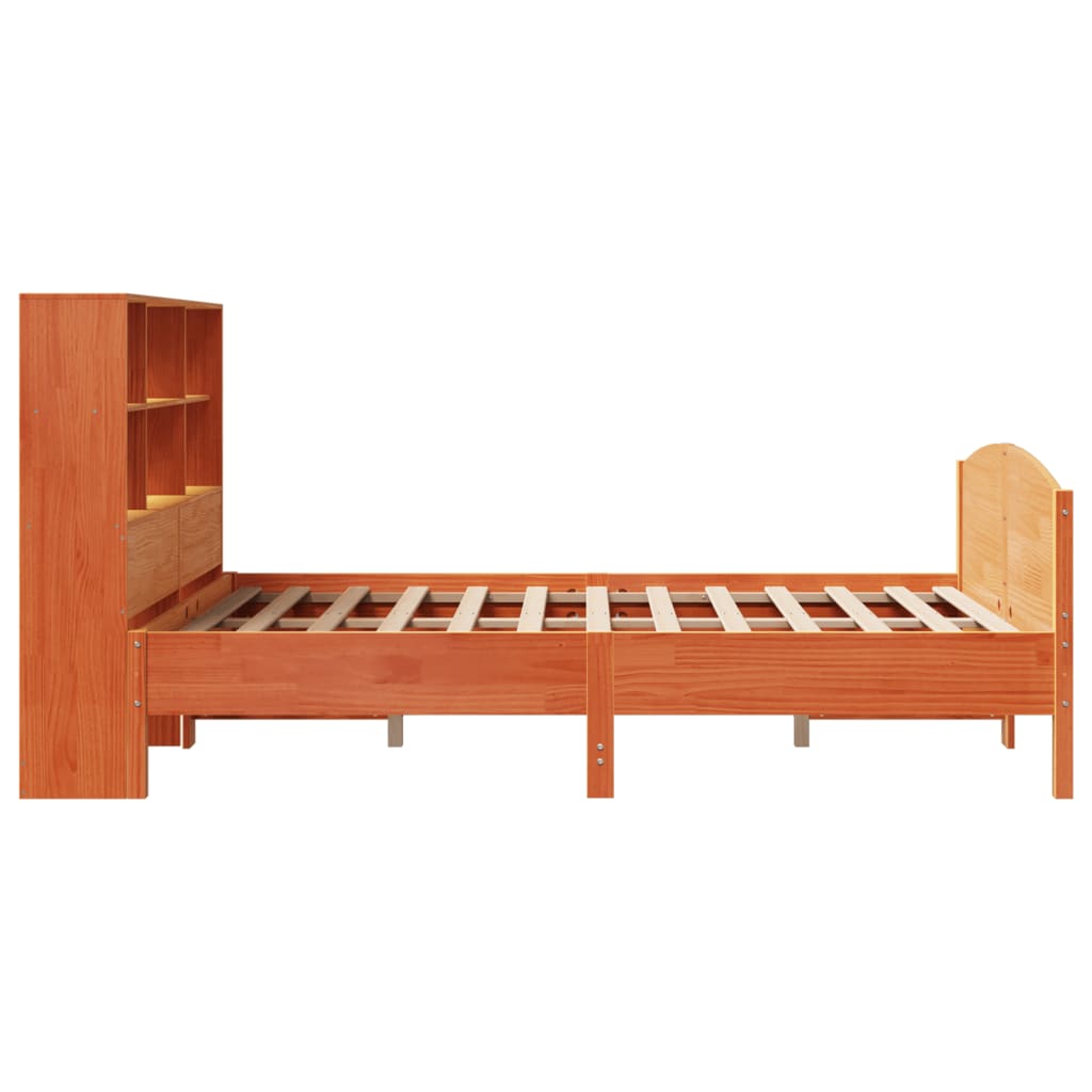 Bed met boekenkast zonder matras grenenhout wasbruin 150x200 cm is nu te koop bij PeponiXL, paradijselijk wonen!