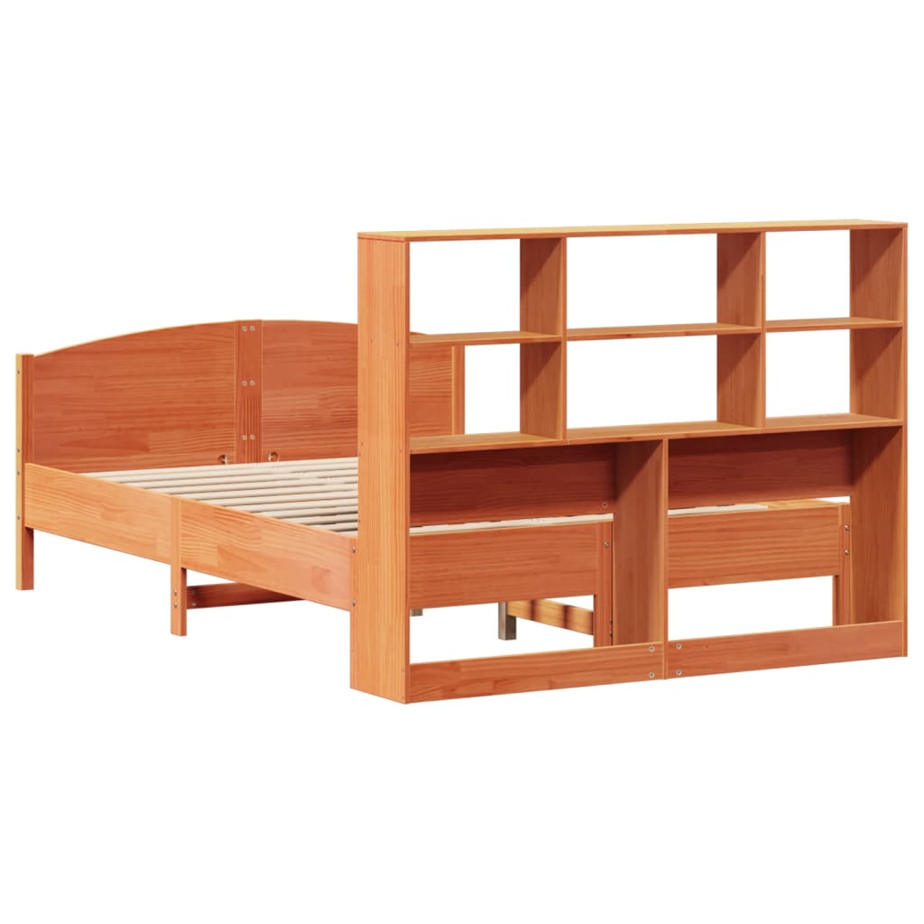 Bed met boekenkast zonder matras grenenhout wasbruin 150x200 cm is nu te koop bij PeponiXL, paradijselijk wonen!