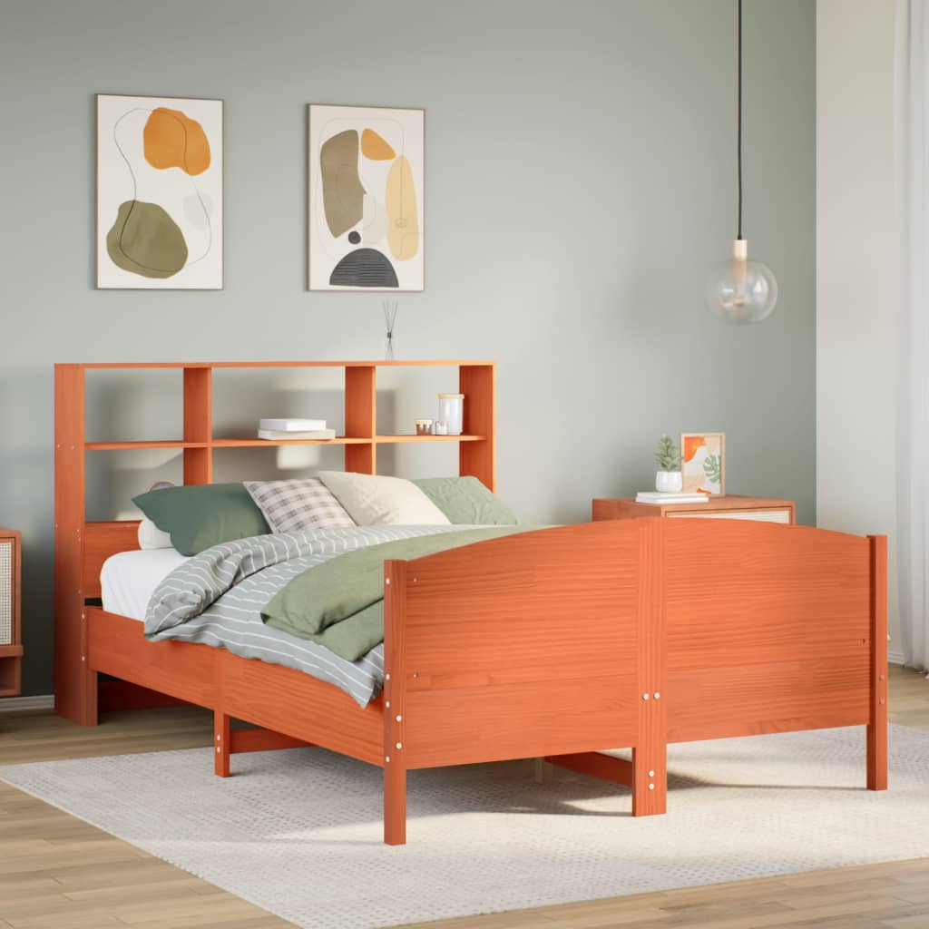 Bed met boekenkast zonder matras grenenhout wasbruin 150x200 cm is nu te koop bij PeponiXL, paradijselijk wonen!