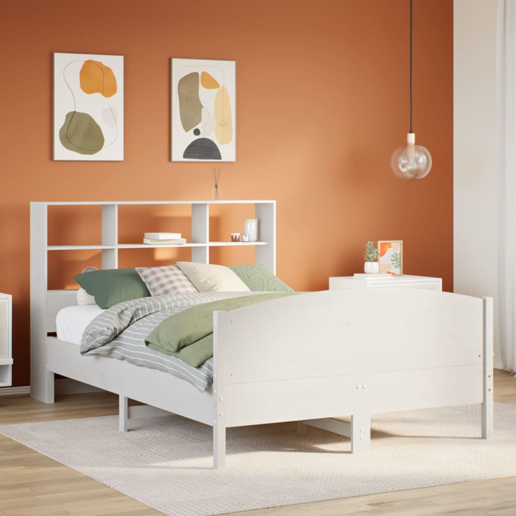 Bed met boekenkast zonder matras grenenhout wit 140x200 cm is nu te koop bij PeponiXL, paradijselijk wonen!