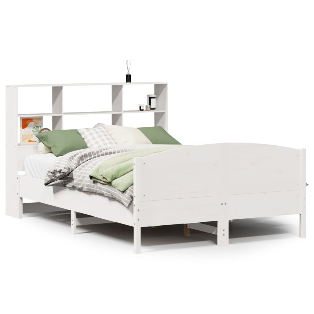 Bed met boekenkast zonder matras grenenhout wit 140x190 cm is nu te koop bij PeponiXL, paradijselijk wonen!