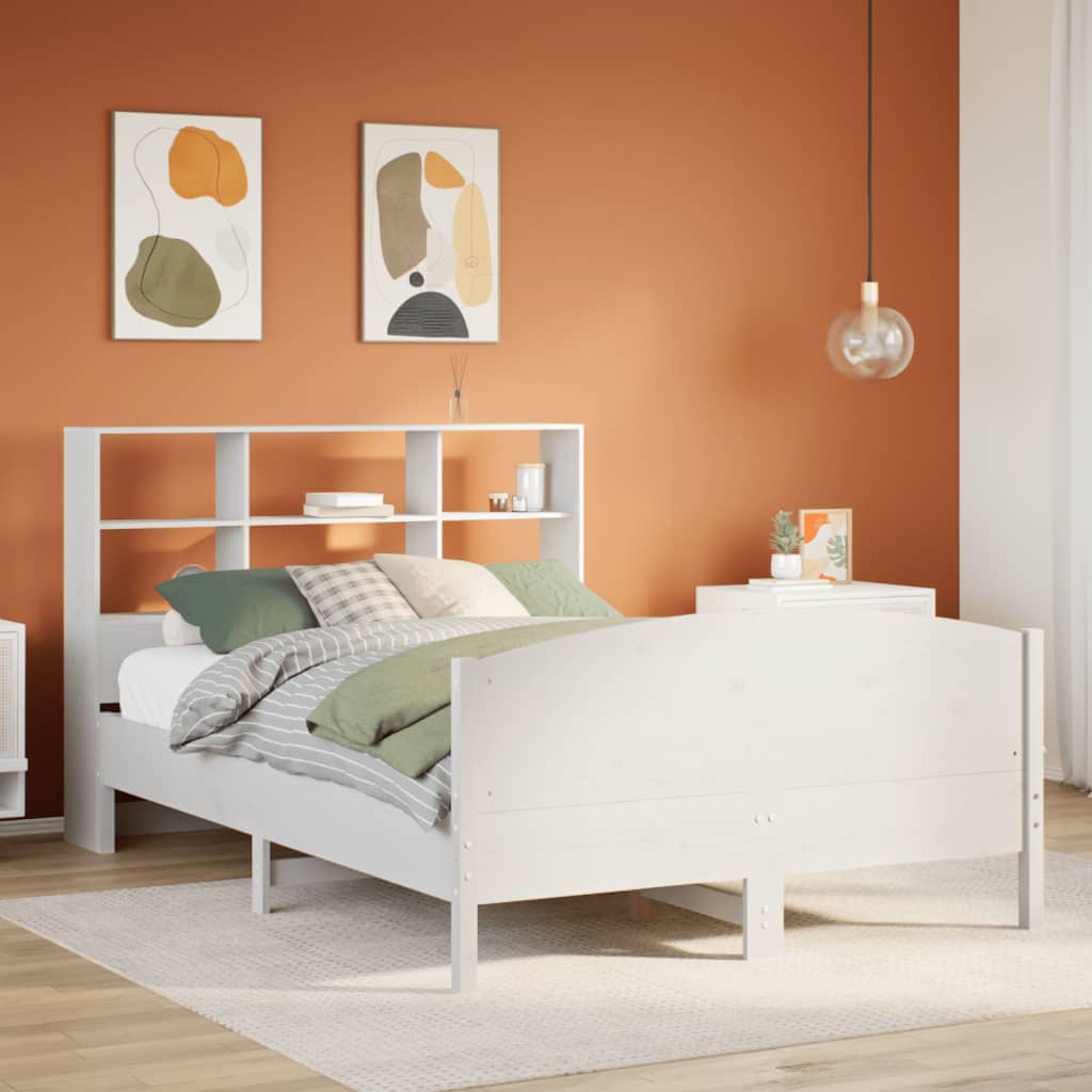 Bed met boekenkast zonder matras grenenhout wit 140x190 cm is nu te koop bij PeponiXL, paradijselijk wonen!