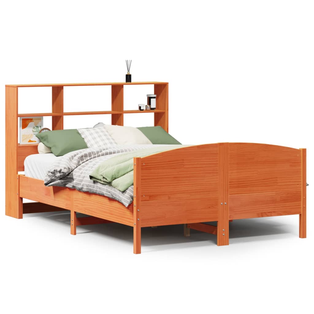 Bed met boekenkast zonder matras grenenhout wasbruin 135x190 cm is nu te koop bij PeponiXL, paradijselijk wonen!
