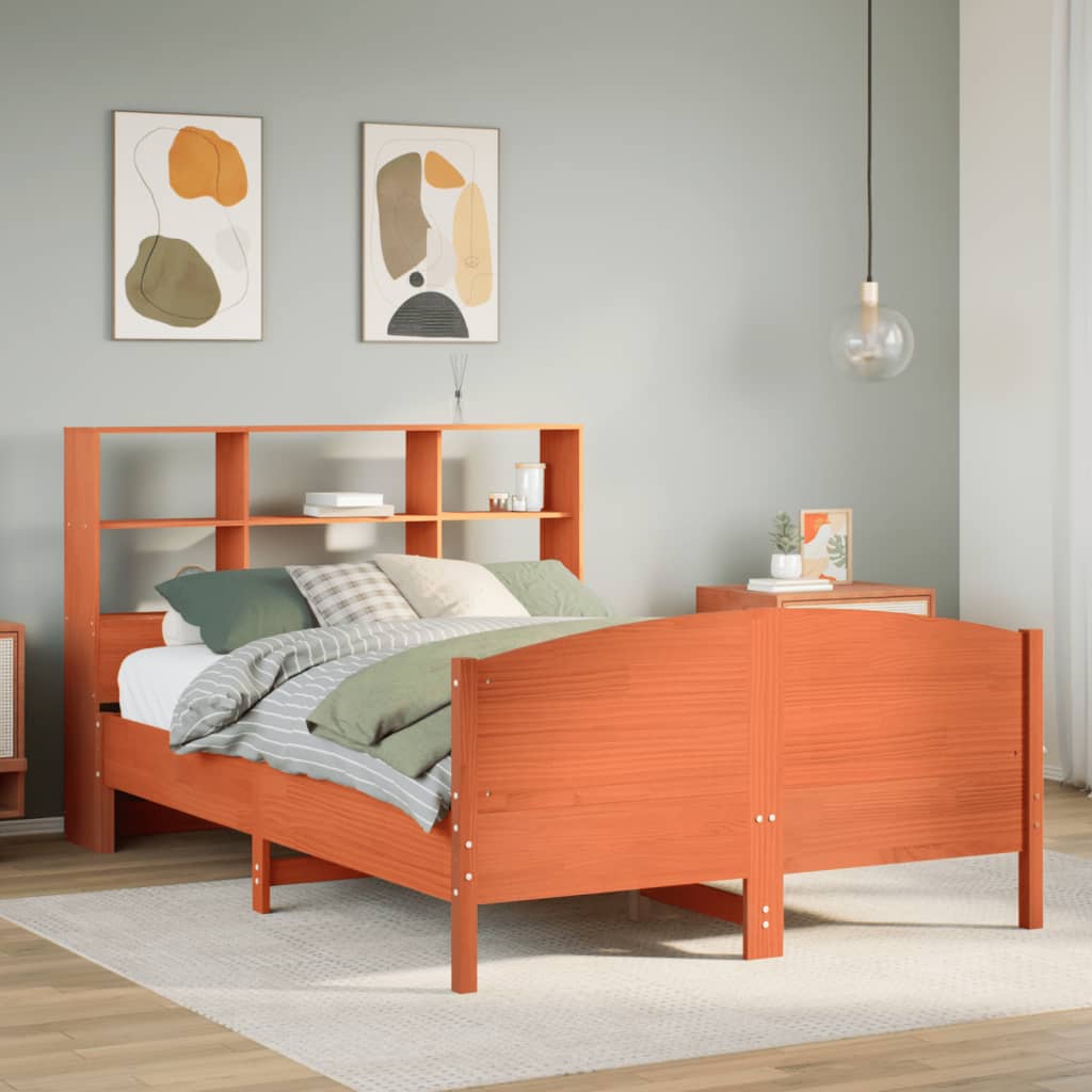 Bed met boekenkast zonder matras grenenhout wasbruin 135x190 cm is nu te koop bij PeponiXL, paradijselijk wonen!