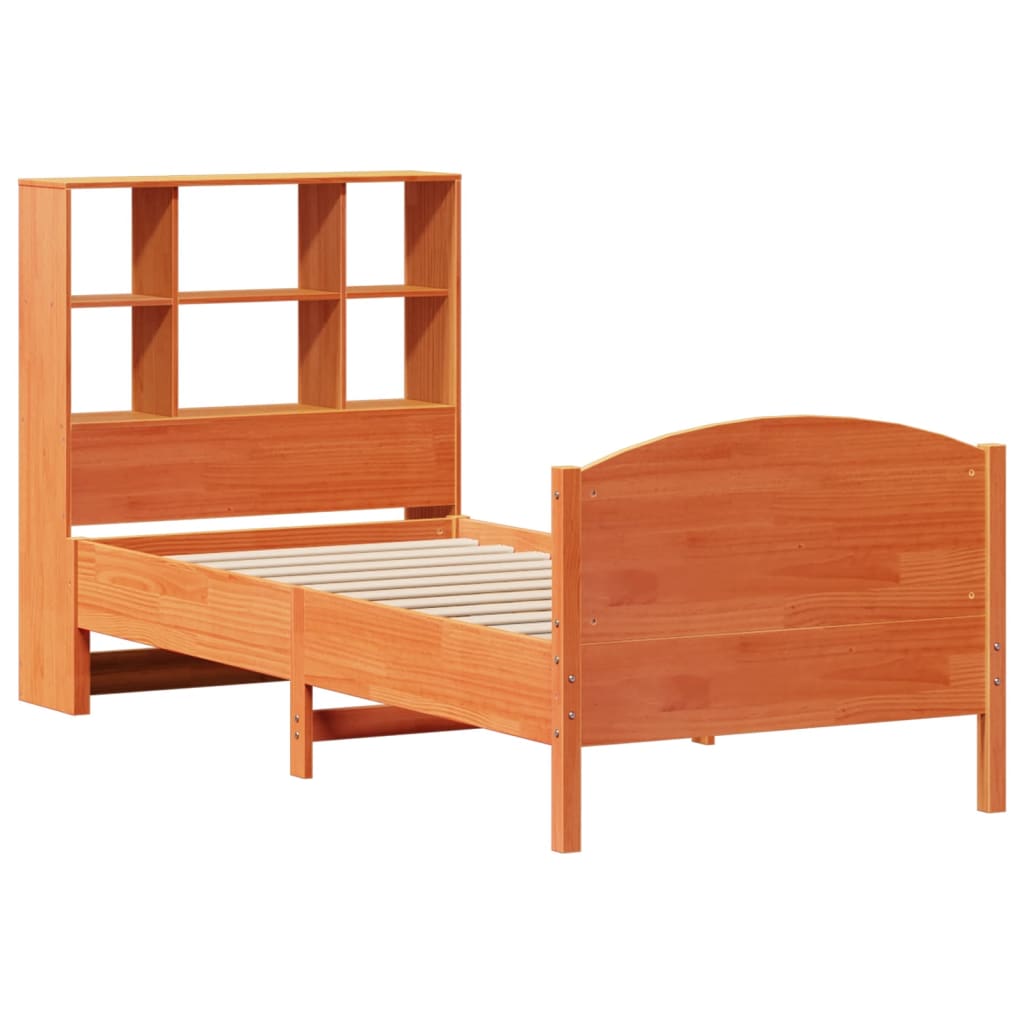 Bed met boekenkast zonder matras grenenhout wasbruin 100x200 cm is nu te koop bij PeponiXL, paradijselijk wonen!