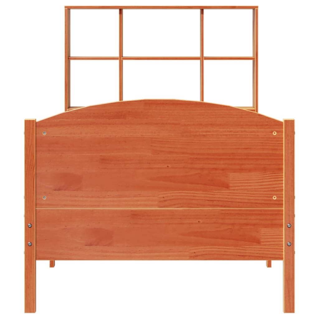Bed met boekenkast zonder matras grenenhout wasbruin 100x200 cm is nu te koop bij PeponiXL, paradijselijk wonen!