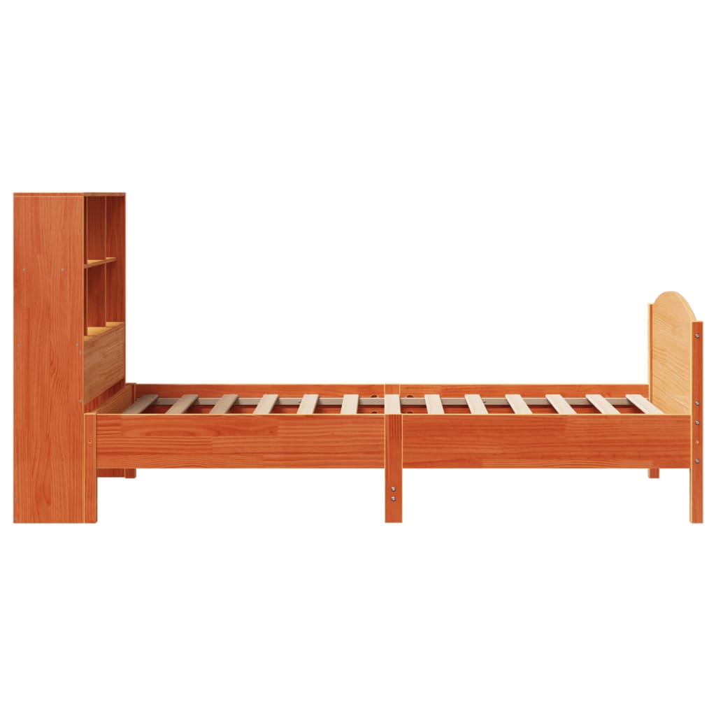 Bed met boekenkast zonder matras grenenhout wasbruin 100x200 cm is nu te koop bij PeponiXL, paradijselijk wonen!