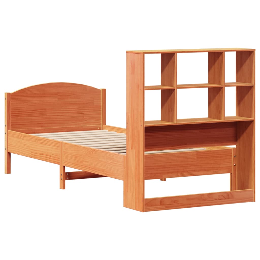Bed met boekenkast zonder matras grenenhout wasbruin 100x200 cm is nu te koop bij PeponiXL, paradijselijk wonen!