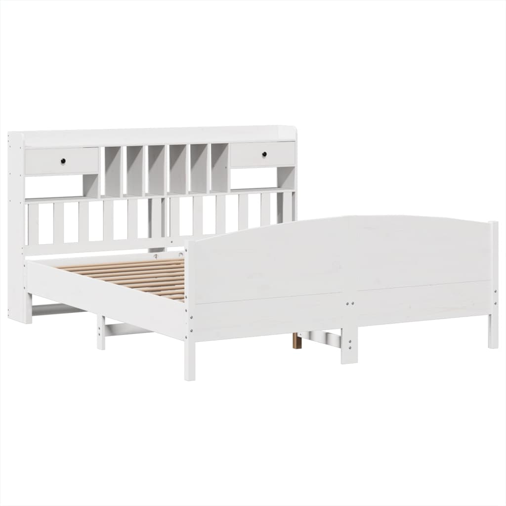 Bed met boekenkast zonder matras grenenhout wit 180x200 cm is nu te koop bij PeponiXL, paradijselijk wonen!