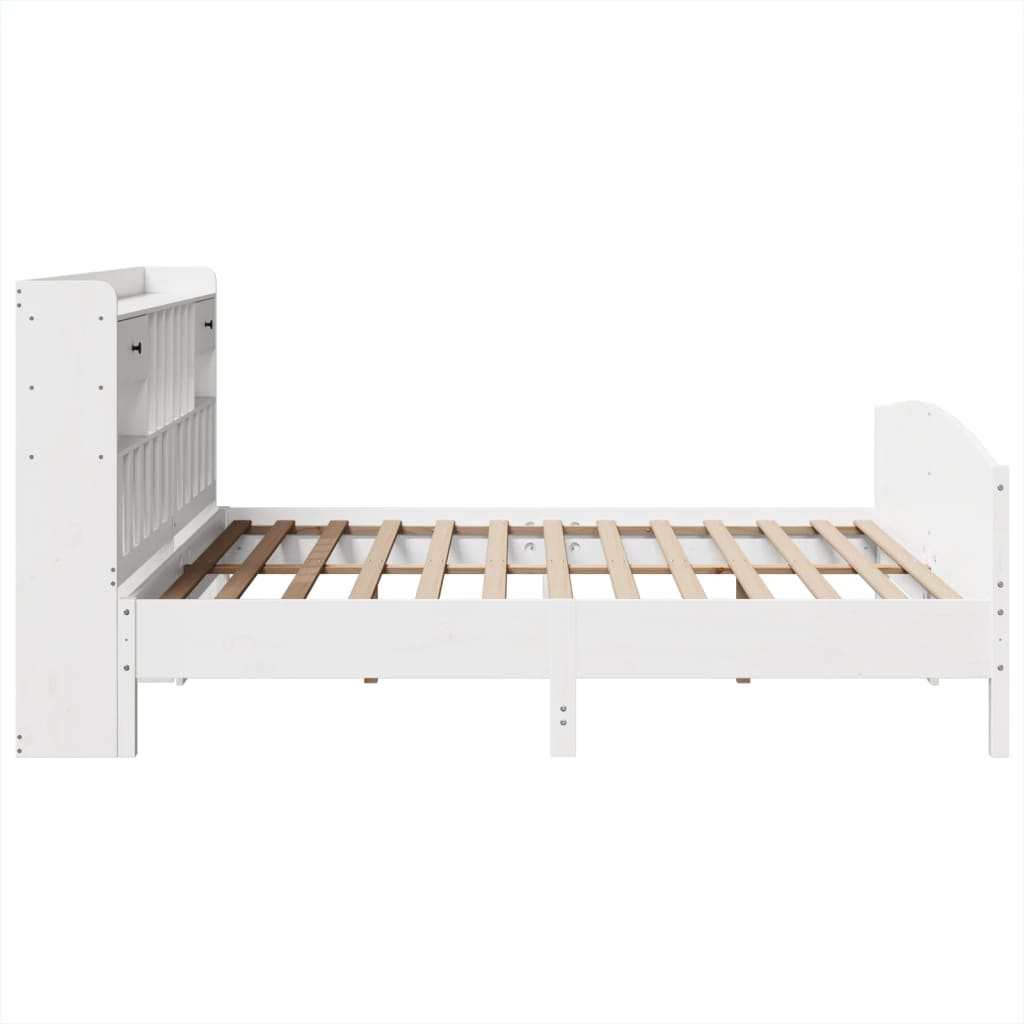 Bed met boekenkast zonder matras grenenhout wit 180x200 cm is nu te koop bij PeponiXL, paradijselijk wonen!