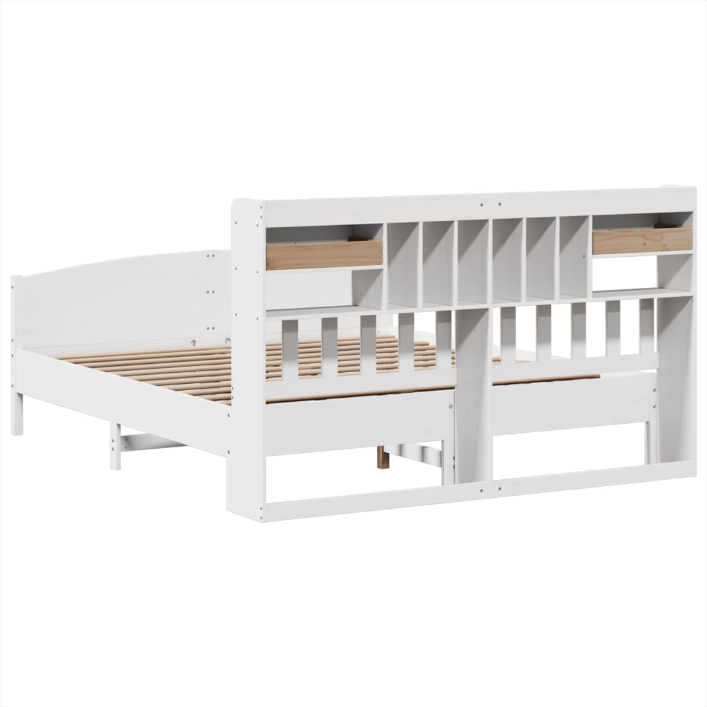 Bed met boekenkast zonder matras grenenhout wit 180x200 cm is nu te koop bij PeponiXL, paradijselijk wonen!