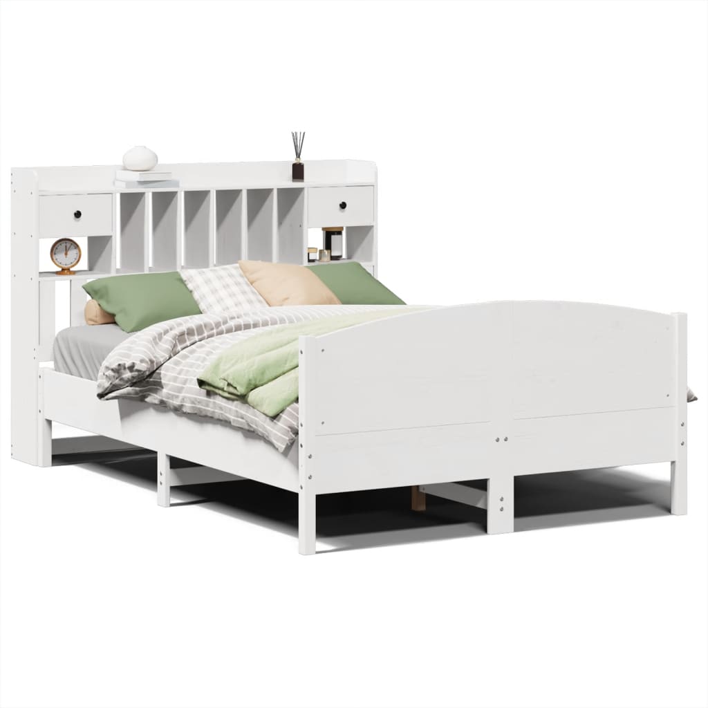 Bed met boekenkast zonder matras grenenhout wit 150x200 cm is nu te koop bij PeponiXL, paradijselijk wonen!
