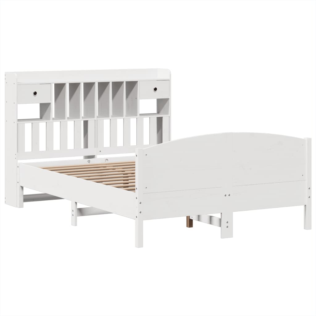 Bed met boekenkast zonder matras grenenhout wit 150x200 cm is nu te koop bij PeponiXL, paradijselijk wonen!