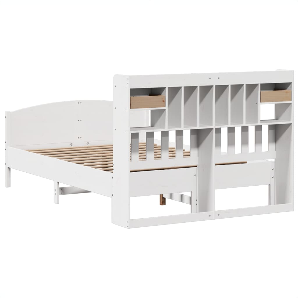 Bed met boekenkast zonder matras grenenhout wit 150x200 cm is nu te koop bij PeponiXL, paradijselijk wonen!