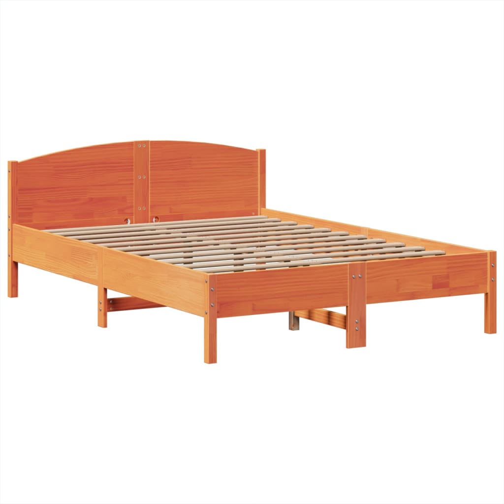Bed met boekenkast zonder matras grenenhout wasbruin 150x200 cm is nu te koop bij PeponiXL, paradijselijk wonen!