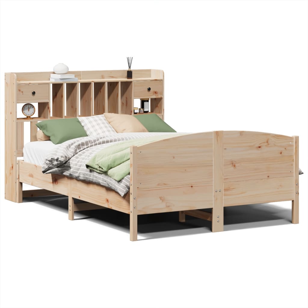 Bed met boekenkast zonder matras massief grenenhout 140x200 cm is nu te koop bij PeponiXL, paradijselijk wonen!