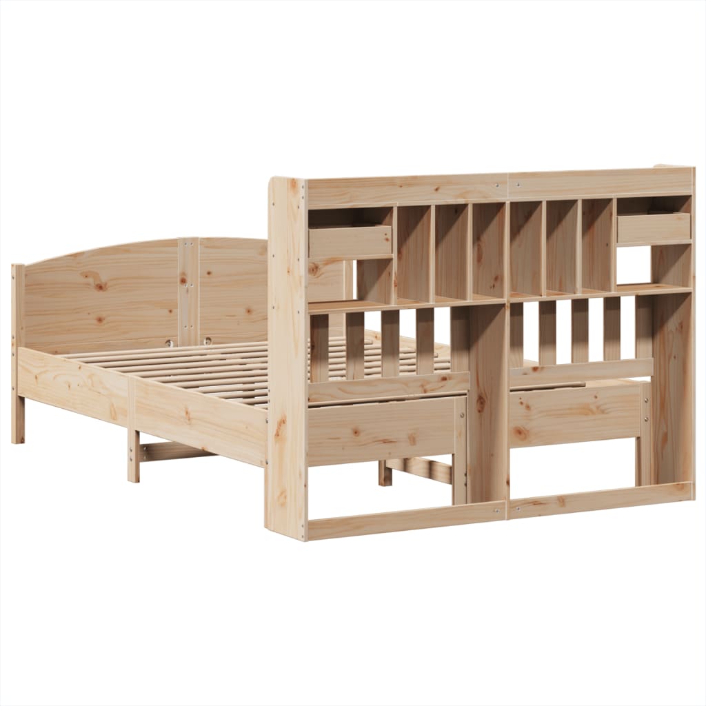 Bed met boekenkast zonder matras massief grenenhout 140x200 cm is nu te koop bij PeponiXL, paradijselijk wonen!