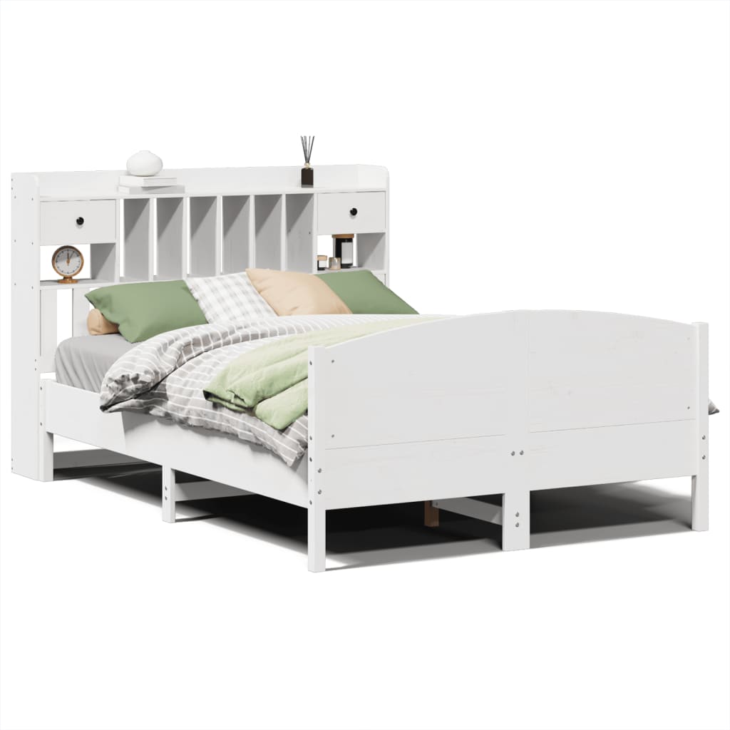 Bed met boekenkast zonder matras grenenhout wit 140x200 cm is nu te koop bij PeponiXL, paradijselijk wonen!