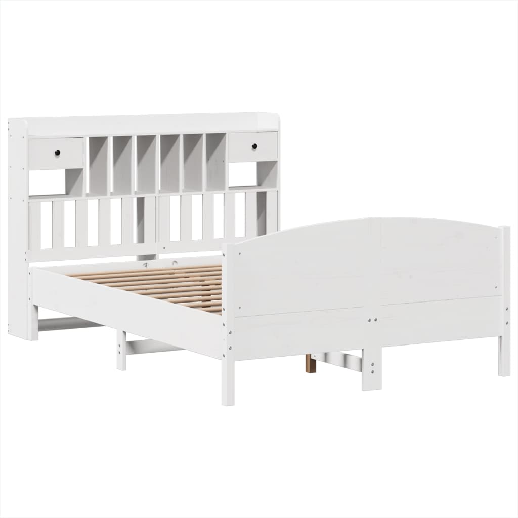 Bed met boekenkast zonder matras grenenhout wit 140x190 cm is nu te koop bij PeponiXL, paradijselijk wonen!