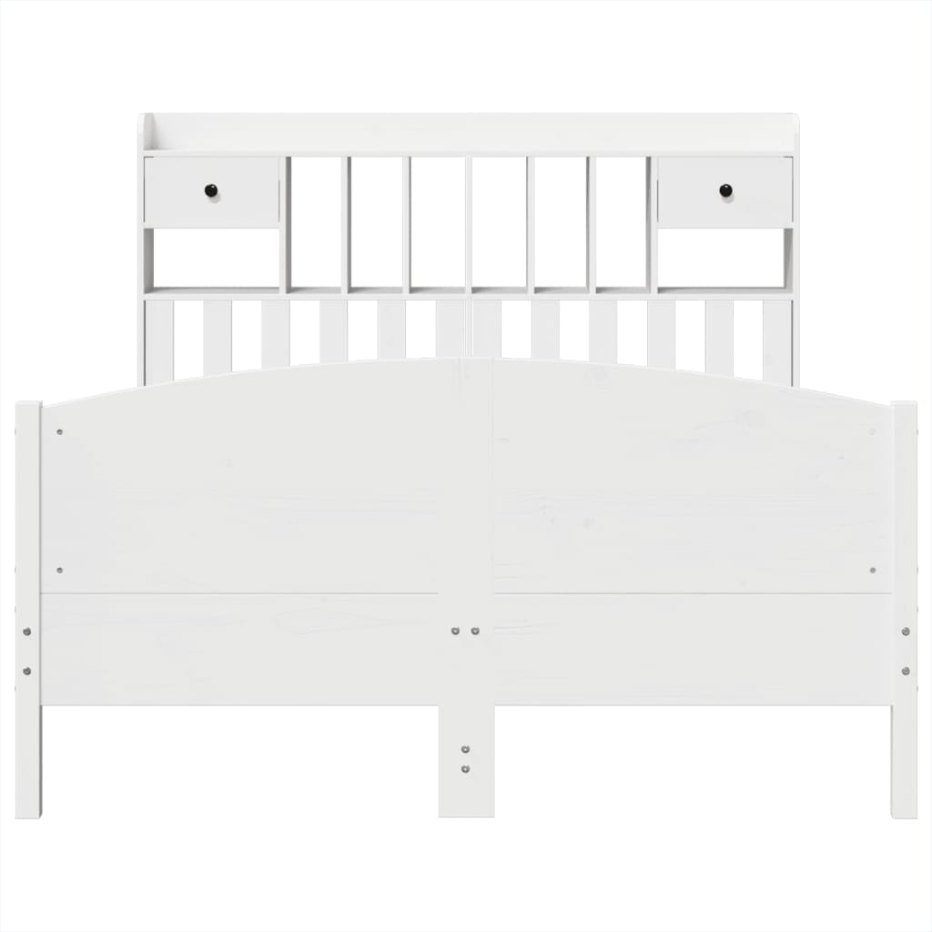 Bed met boekenkast zonder matras grenenhout wit 140x190 cm is nu te koop bij PeponiXL, paradijselijk wonen!