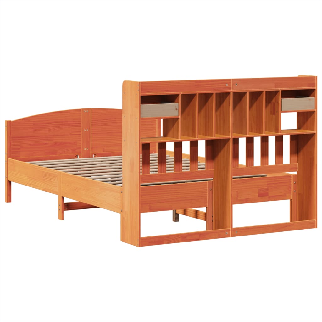 Bed met boekenkast zonder matras grenenhout wasbruin 140x190 cm is nu te koop bij PeponiXL, paradijselijk wonen!