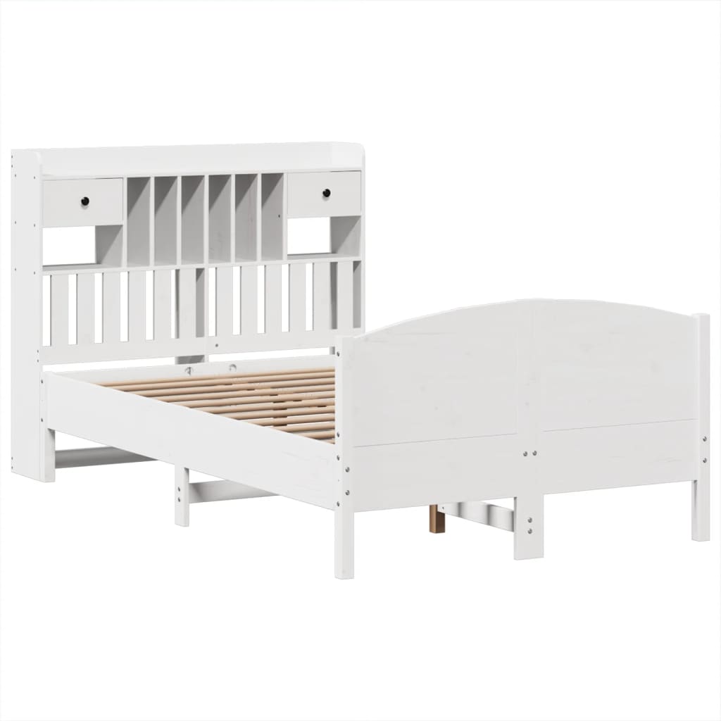 Bed met boekenkast zonder matras grenenhout wit 135x190 cm is nu te koop bij PeponiXL, paradijselijk wonen!