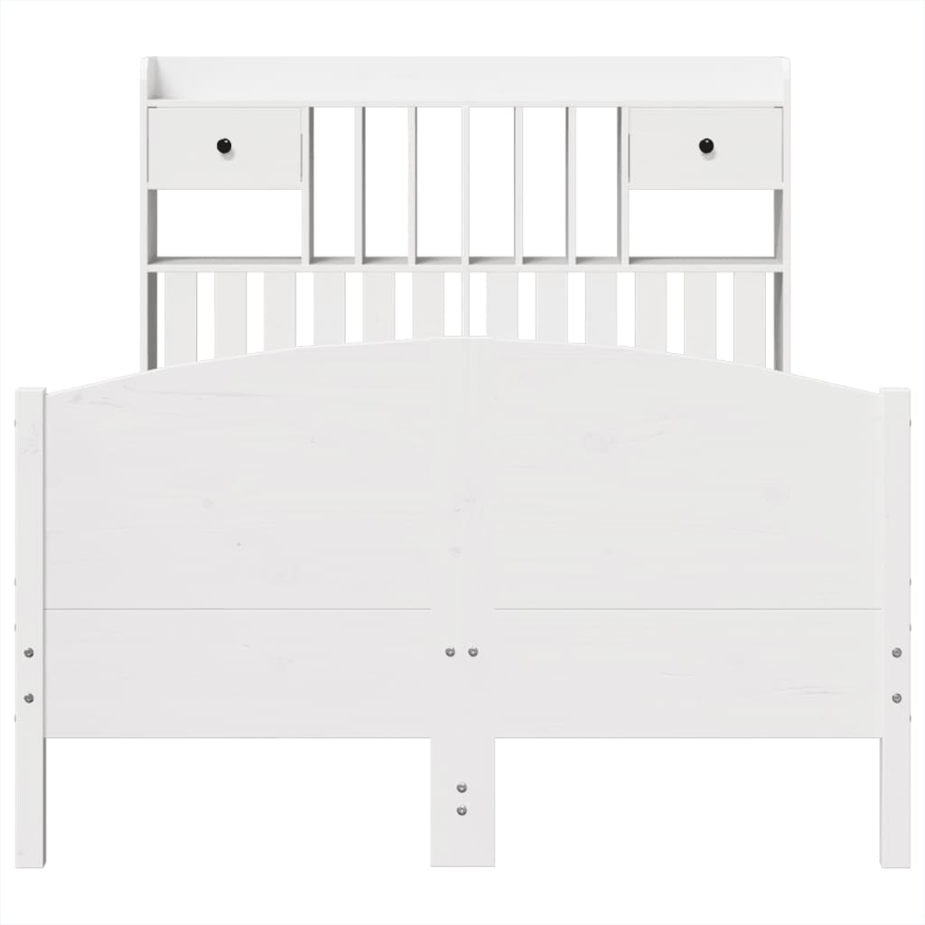 Bed met boekenkast zonder matras grenenhout wit 135x190 cm is nu te koop bij PeponiXL, paradijselijk wonen!