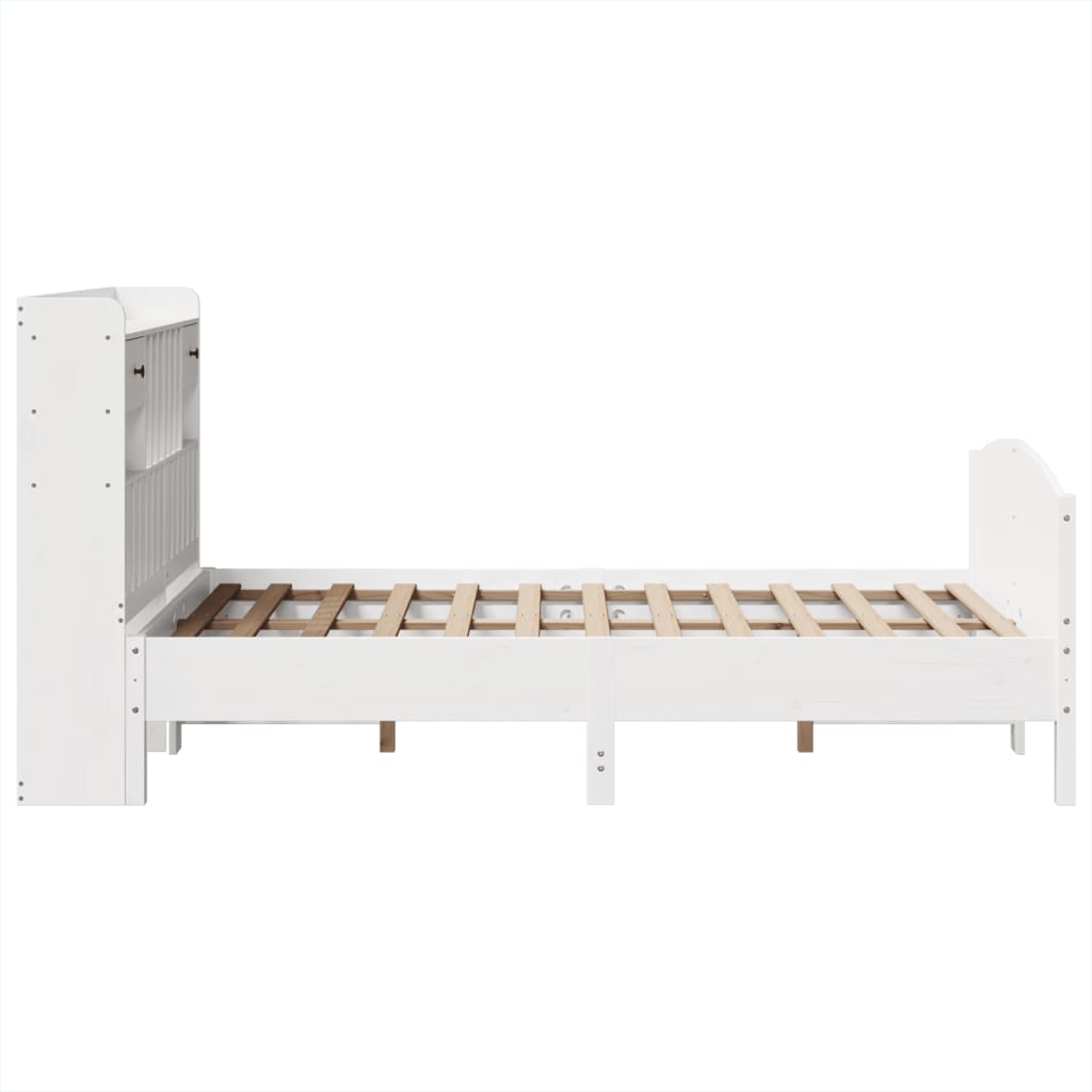 Bed met boekenkast zonder matras grenenhout wit 135x190 cm is nu te koop bij PeponiXL, paradijselijk wonen!