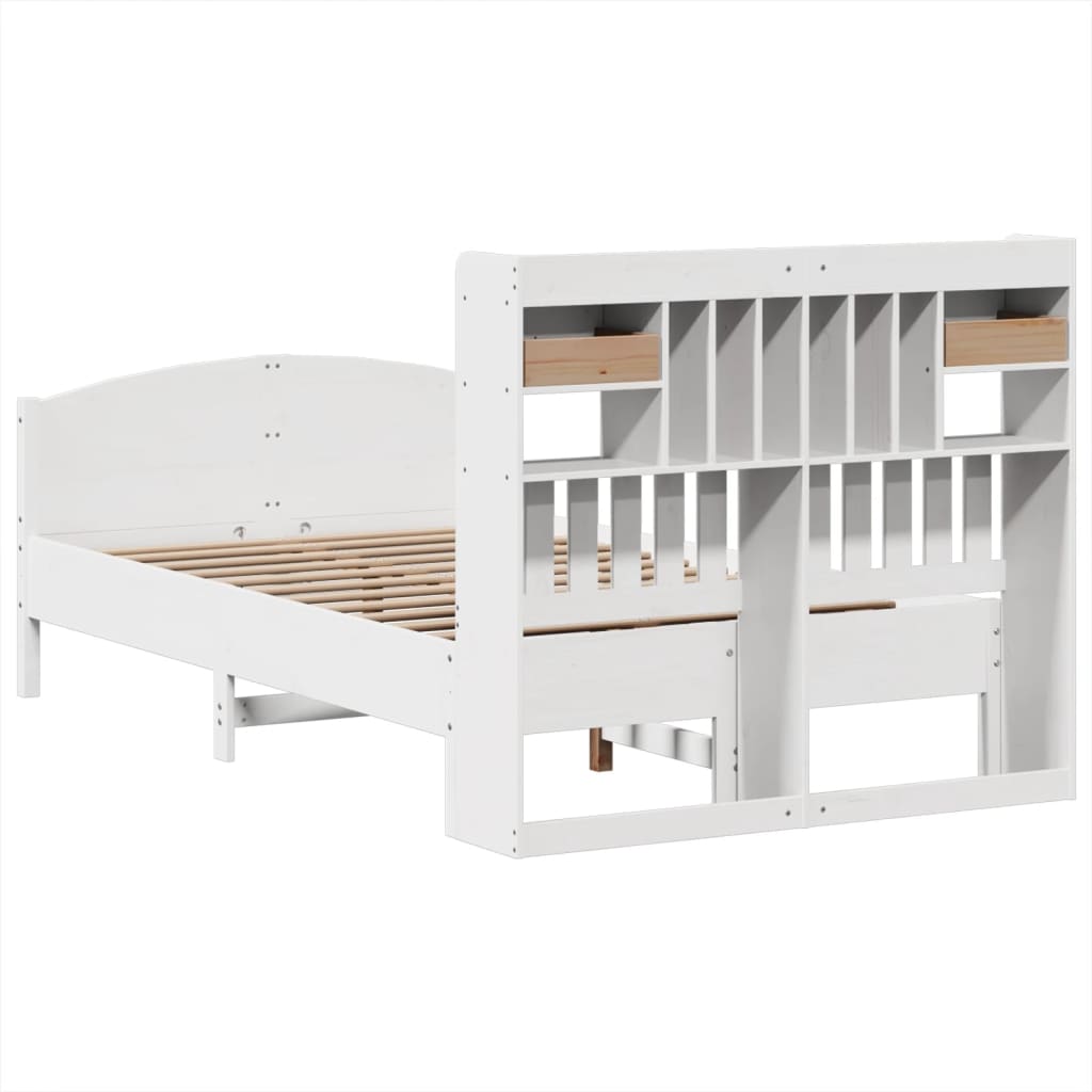 Bed met boekenkast zonder matras grenenhout wit 135x190 cm is nu te koop bij PeponiXL, paradijselijk wonen!
