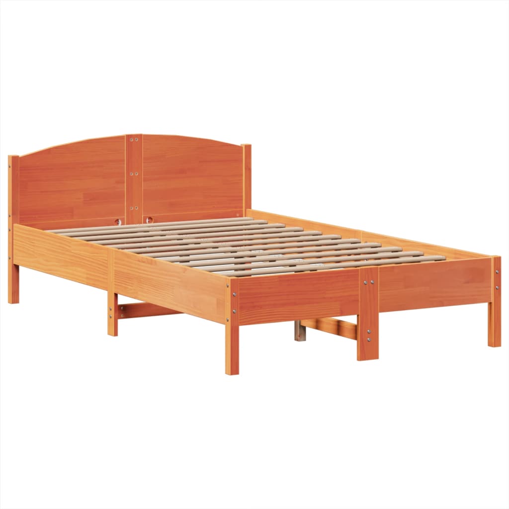 Bed met boekenkast zonder matras grenenhout wasbruin 135x190 cm is nu te koop bij PeponiXL, paradijselijk wonen!