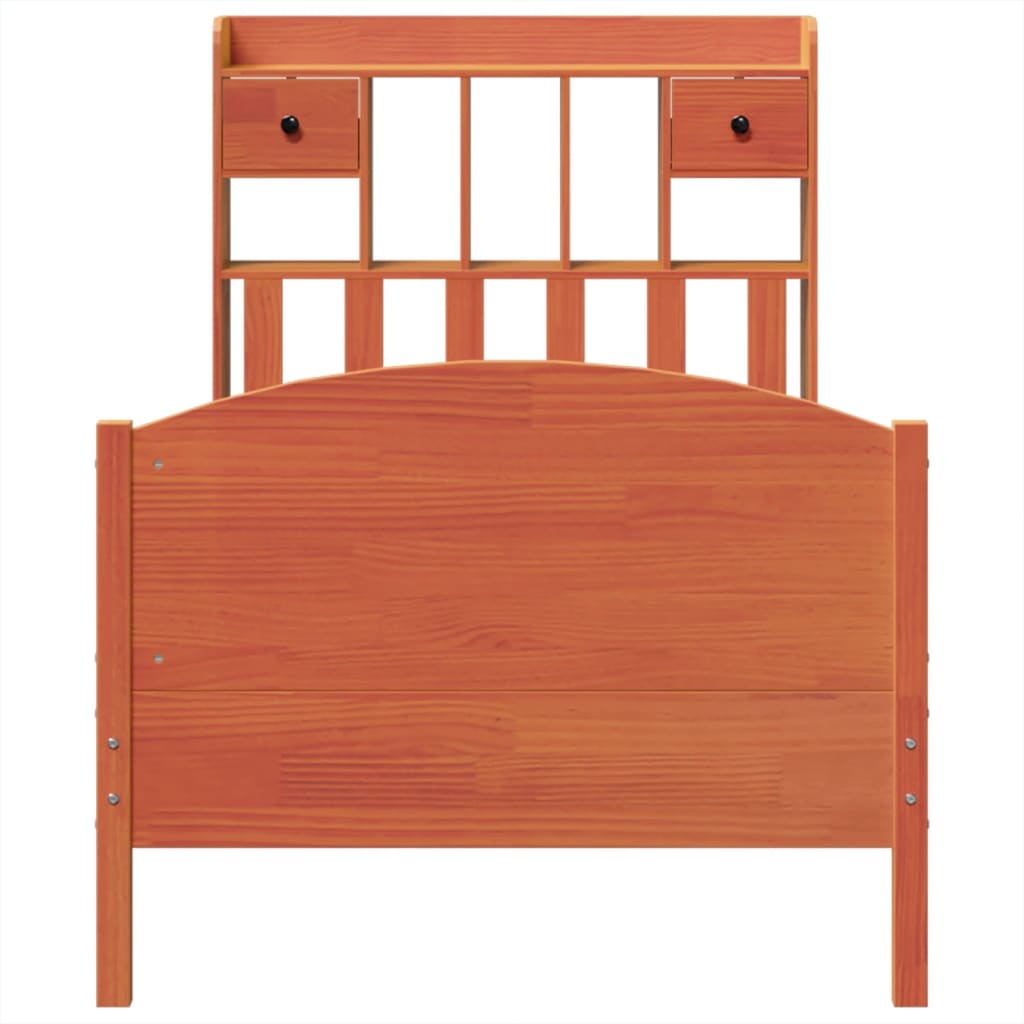Bed met boekenkast zonder matras grenenhout wasbruin 100x200 cm is nu te koop bij PeponiXL, paradijselijk wonen!