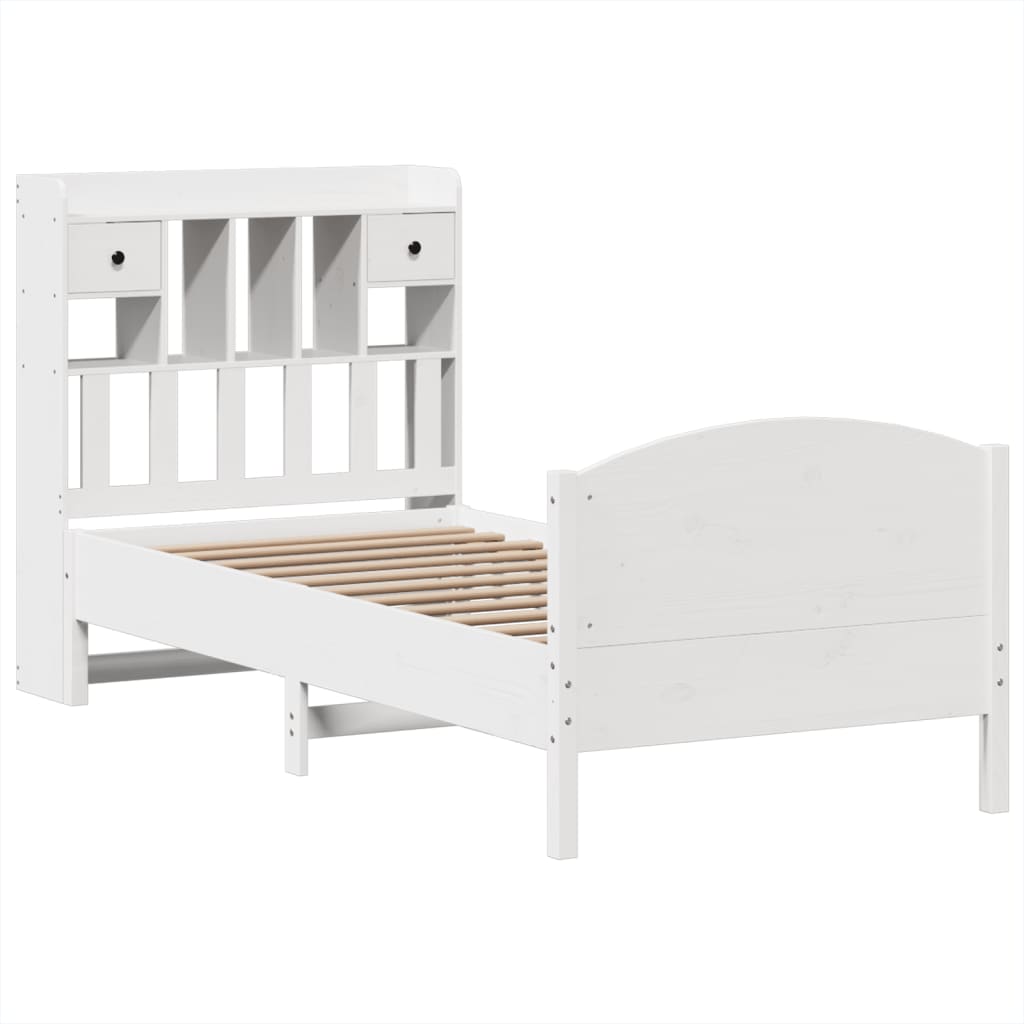 Bed met boekenkast zonder matras grenenhout wit 90x200 cm is nu te koop bij PeponiXL, paradijselijk wonen!