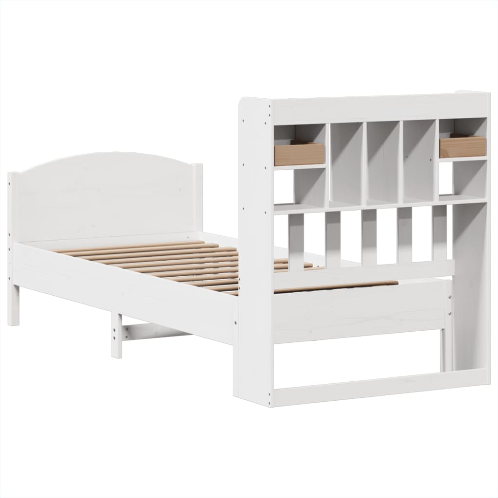 Bed met boekenkast zonder matras grenenhout wit 90x200 cm is nu te koop bij PeponiXL, paradijselijk wonen!