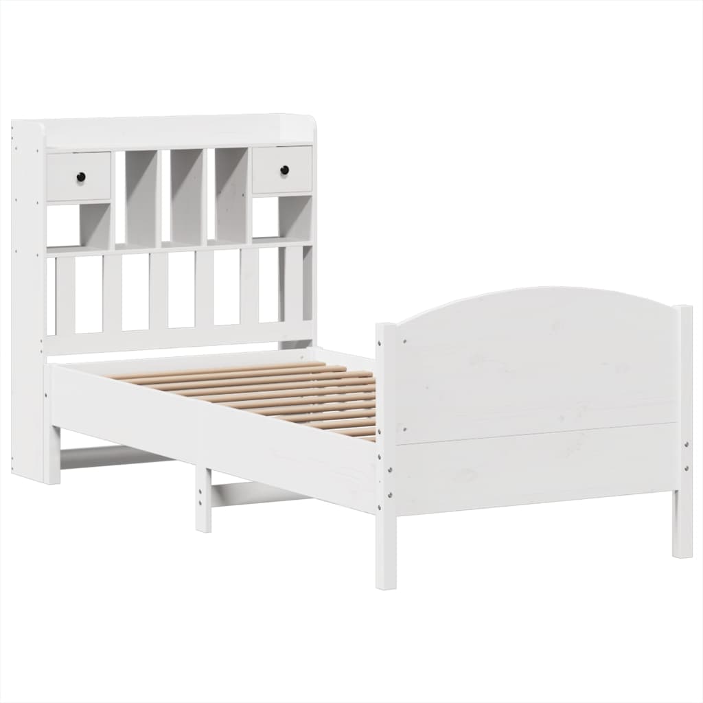 Bed met boekenkast zonder matras grenenhout wit 75x190 cm is nu te koop bij PeponiXL, paradijselijk wonen!