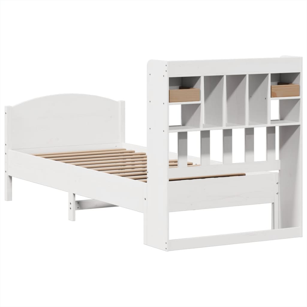 Bed met boekenkast zonder matras grenenhout wit 75x190 cm is nu te koop bij PeponiXL, paradijselijk wonen!