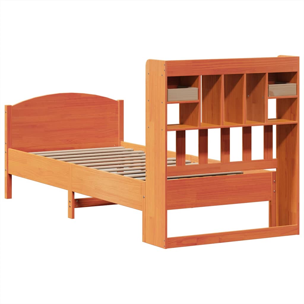Bed met boekenkast zonder matras grenenhout wasbruin 75x190 cm is nu te koop bij PeponiXL, paradijselijk wonen!