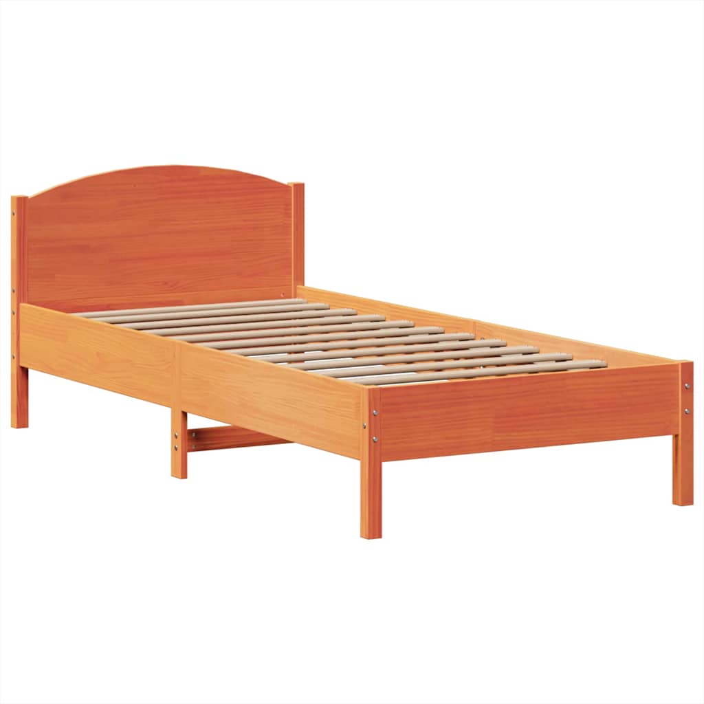 Bed met boekenkast zonder matras grenenhout wasbruin 75x190 cm is nu te koop bij PeponiXL, paradijselijk wonen!
