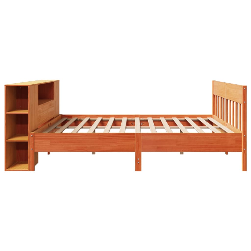 Bed met boekenkast zonder matras grenenhout wasbruin 200x200 cm is nu te koop bij PeponiXL, paradijselijk wonen!