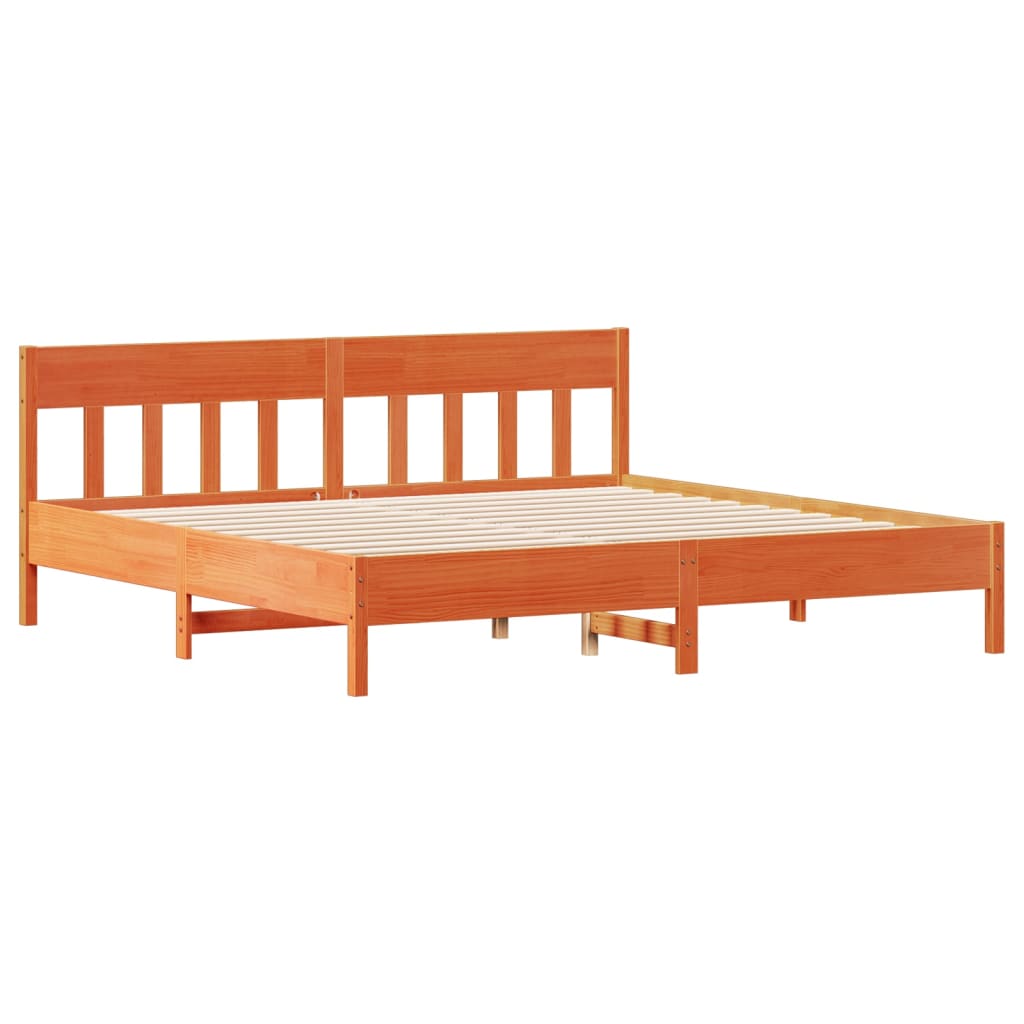 Bed met boekenkast zonder matras grenenhout wasbruin 200x200 cm is nu te koop bij PeponiXL, paradijselijk wonen!