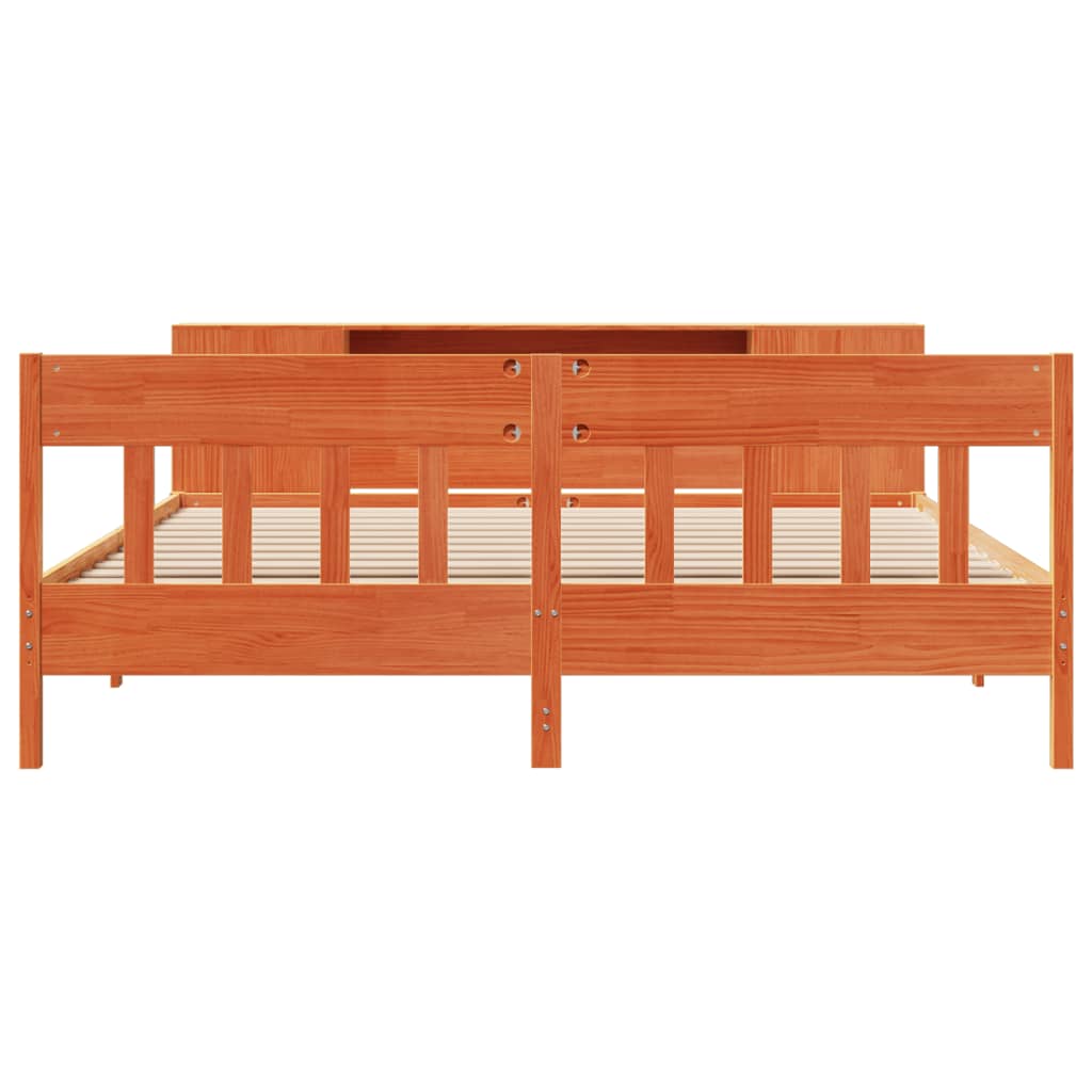 Bed met boekenkast zonder matras grenenhout wasbruin 180x200 cm is nu te koop bij PeponiXL, paradijselijk wonen!