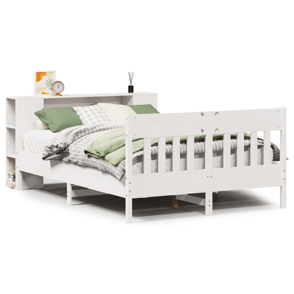 Bed met boekenkast zonder matras grenenhout wit 160x200 cm is nu te koop bij PeponiXL, paradijselijk wonen!